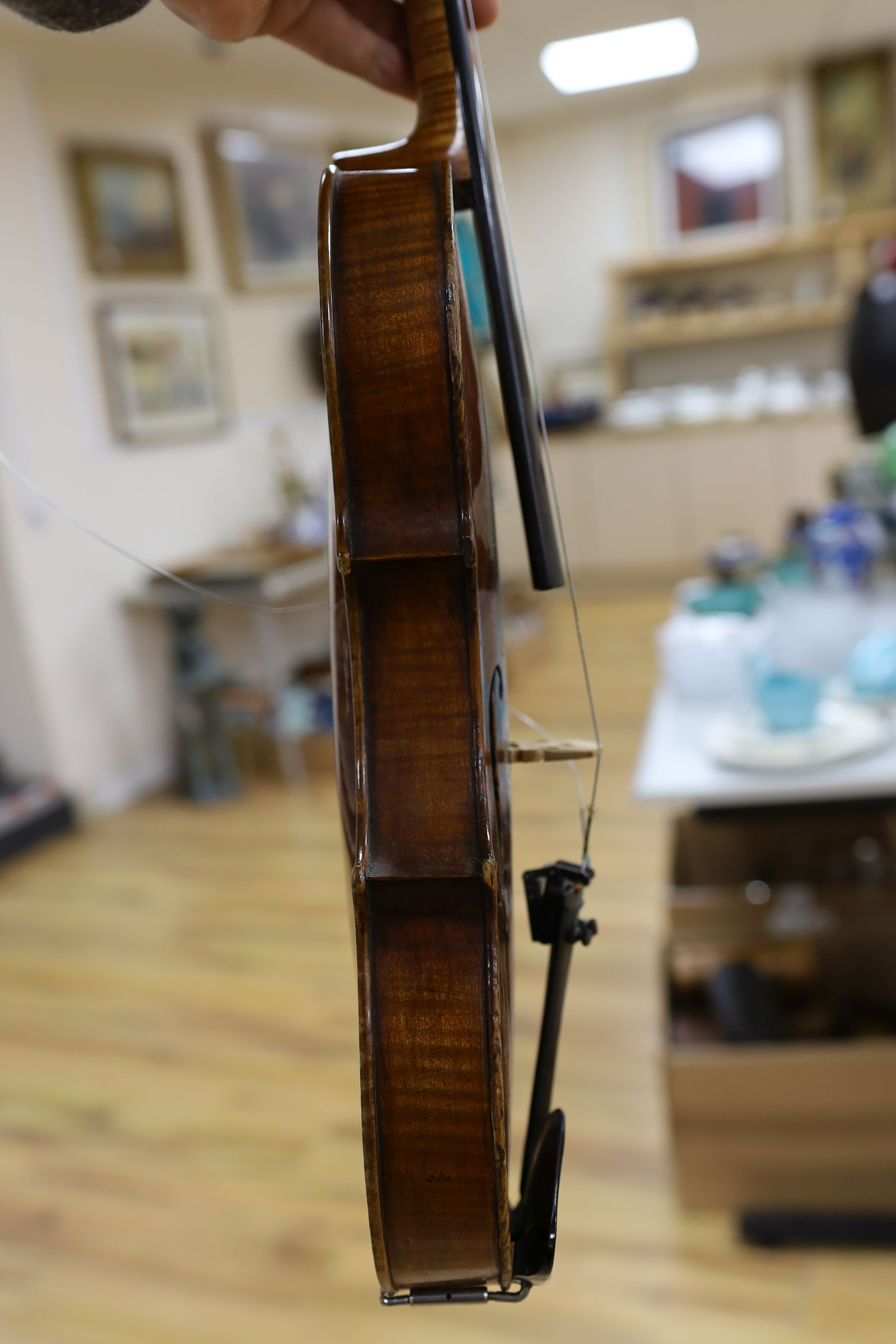 A 19th century cased violin, possibly John Walker